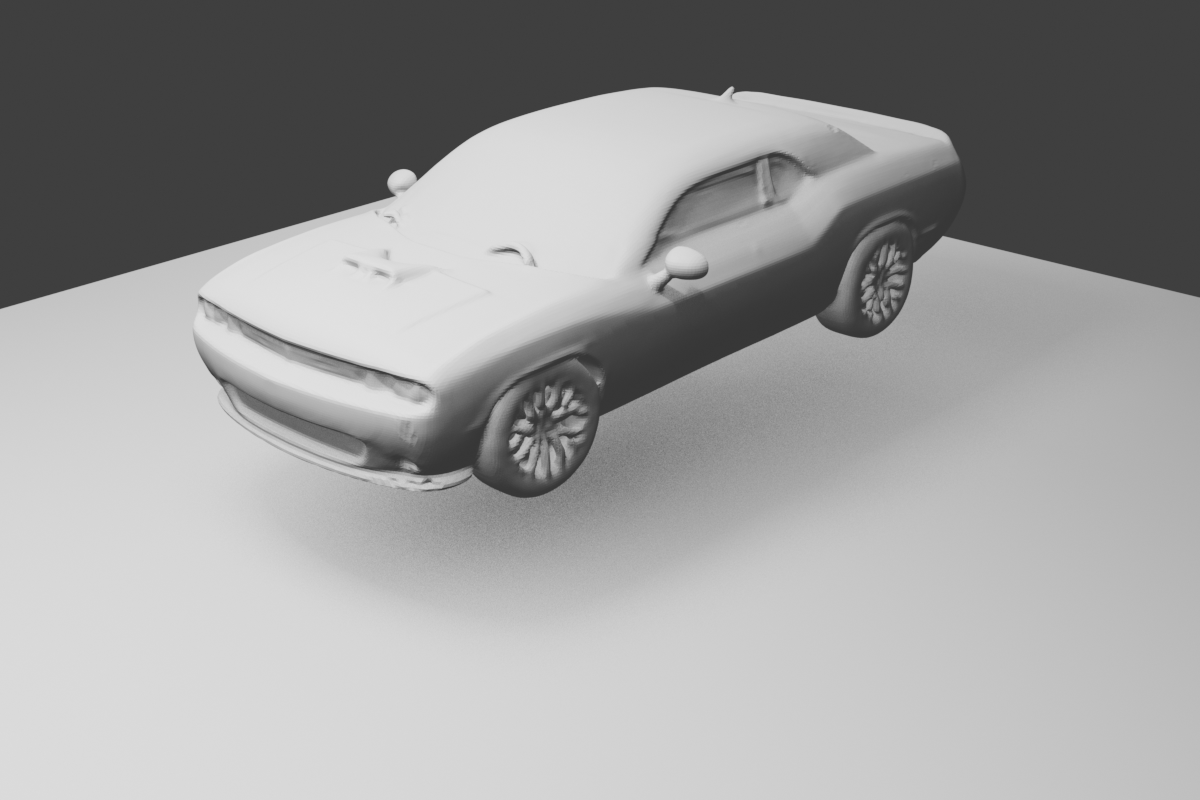 Hunyuan3D cloud GPU output for the Dodge Challenger experiment