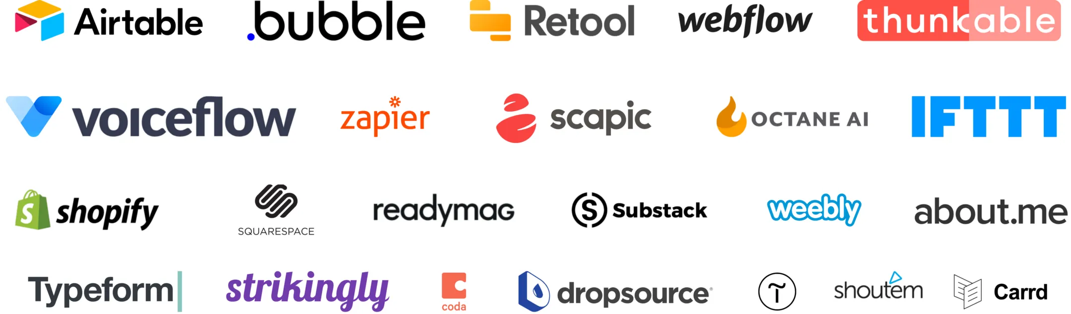 No-code tools logos