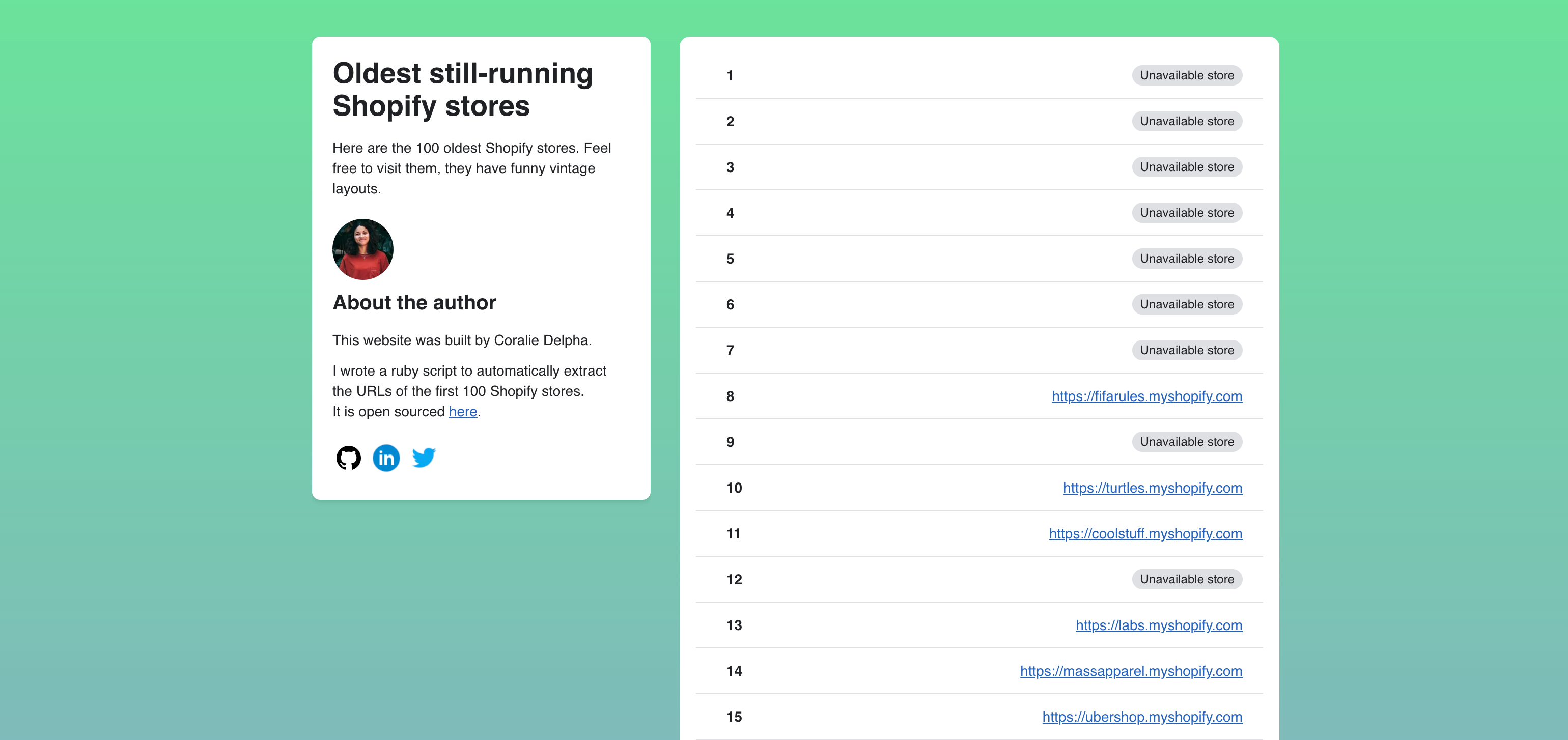 Oldest Shopify Stores tool